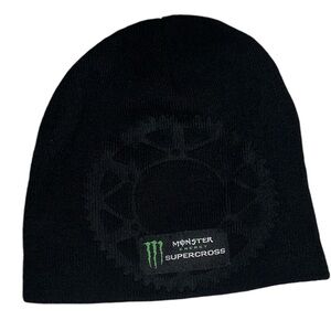 Monster Energy Logo Black Fleece Beanie Hat
